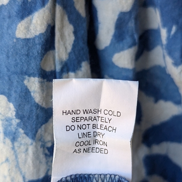 Blue Island Blue Floral Ikat Swim Coverup Dress Size XS 100% Cotton Beachy Boho - Picture 7 of 8